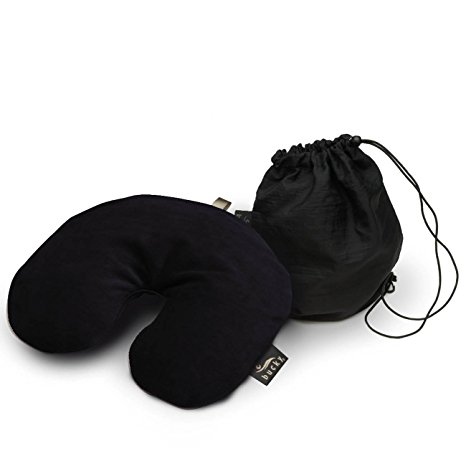 Bucky, The Original U-Shaped Travel Pillow, Classic Utopia Neck Pillow with Bucky bag for Easy, Convenience in Travel - Black