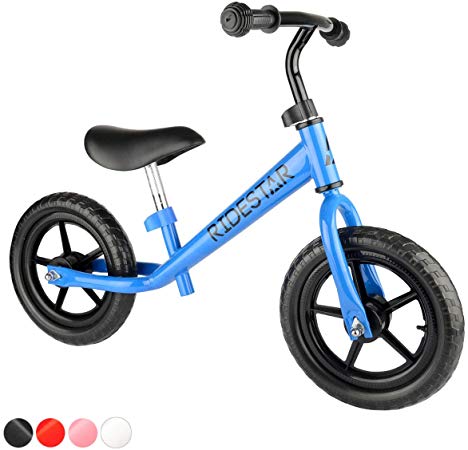 RideStar Balance Bike For Boy Girl, 12 Inch Wheels, Toddler Walking Training Bicycle, Height Adjustable, Puncture Proof Tyres