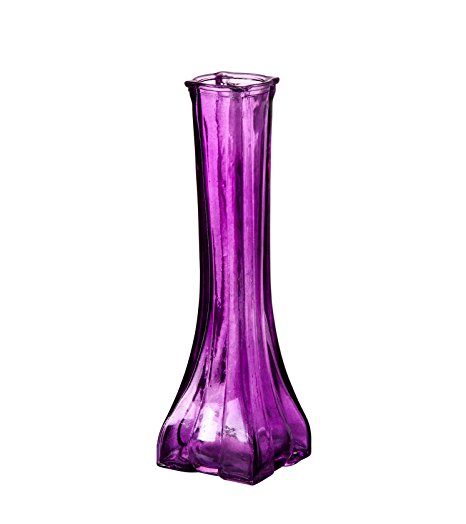 Royal Imports Flower/Bud Glass Vase Decorative Centerpiece For Home or Wedding by Stripe Design 8.5" Tall, 2" Opening, Purple