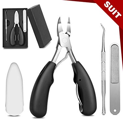 Clipper Toenail,Toenail Clipper Tool and Stainless Steel Nail Clippers with Large Handle,Professional Podiatrist Toenail Clipper for Thick or Ingrown Toenail (Black Toenail Clipper)