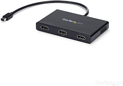 StarTech.com 3 Port Mini DisplayPort MST Hub - 4K 30Hz - Mini DP to HDMI Video Splitter for Multiple Monitors - mDP to HDMI (MSTMDP123HD) Black