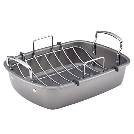 Circulon Nonstick Bakeware 17-Inch by 13-Inch Roaster with U-Rack