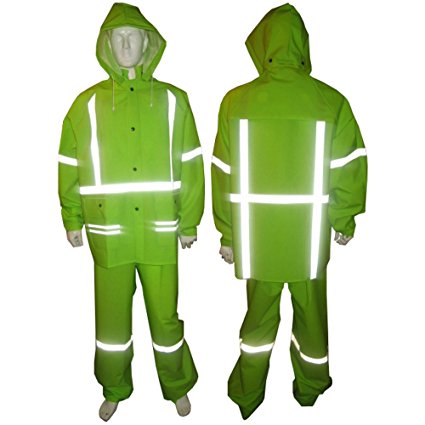 Lime Green Rain Suit With Reflective Stripes Class 2 - in your choice of sizes