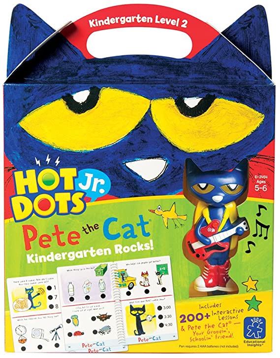 Educational Insights Hot Dots Jr. Pete the Cat Kindergarten Rocks! Set, 200  Fun, Interactive Lessons, Ages 5 and Up