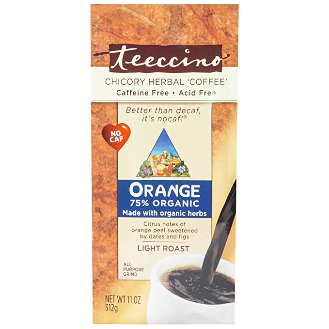 Teeccino Chicory Coffee Alternative – Orange - Herbal Coffee | Ground Coffee Substitute | Prebiotic | Caffeine Free | Acid Free | Medium Roast, 11 ounce