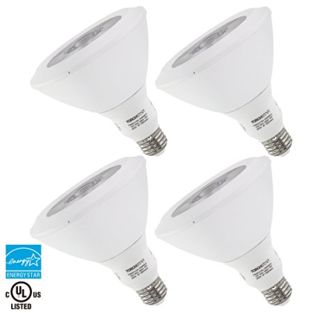 Torchstar #Dimmable# PAR38 LED Light Bulb, 18W (100W Equivalent), ENERGY STAR, 3000K Warm White, 1100Lm, E26 Medium Base, Damp Location Available, 3 YEARS WARRANY, Pack of 4