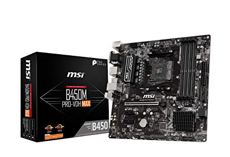 MSI ProSeries AMD Ryzen 2ND and 3rd Gen AM4 M.2 USB 3 DDR4 D-Sub DVI HDMI Micro-ATX Motherboard (B450M PRO-VDH Max)