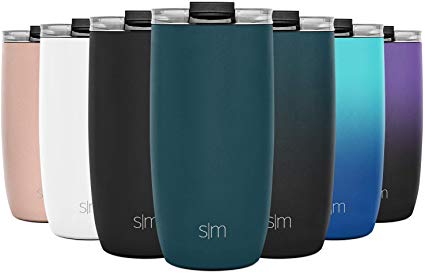 Simple Modern 16oz Voyager Travel Mug Tumbler w/Clear Flip Lid & Straw - Coffee Cup Vacuum Insulated Flask 18/8 Stainless Steel Hydro Water Bottle -Riptide