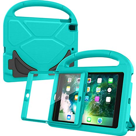 AVAWO Kids Case Built-in Screen Protector for New iPad 9.7" 2018 & 2017 - Shockproof Case with Handle for iPad 9.7 Inch (2018 6th Gen) & 2017 5th Generation - Turquoise