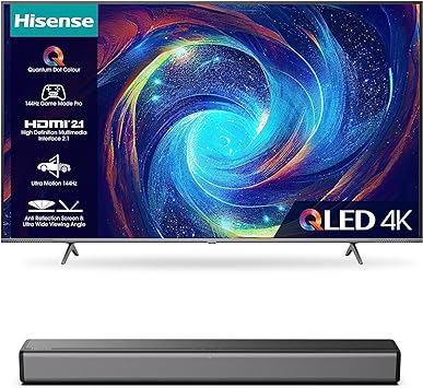 Hisense 4K 144Hz QLED TV E7K PRO and HS214 with Built-in subwoofer, Dolby Audio