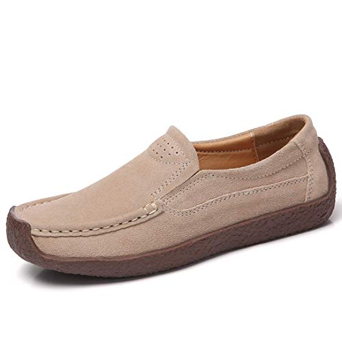 ALLY UNION MAKE FORCE Women's Casual Slip-on Loafer Comfortable Suede Flat Driving Shoes