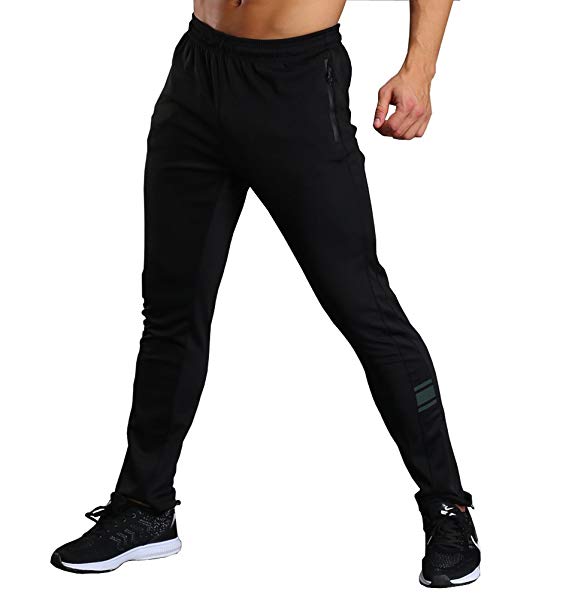 Rdruko Men's Elastic Joggers Pants for Casual Fitness Athletic Workout Running Sweatpants with Zipper Pockets
