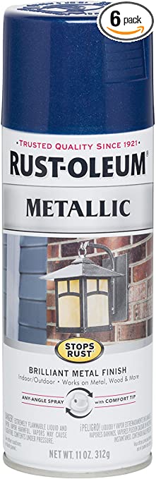 Rust-Oleum 7251830-6PK Stops Rust Metallic Spray Paint (6 Pack), Cobalt Blue