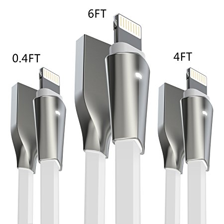 iPhone Cable , Aimus 3 Pack 0.4FT 4FT 6FT Zinc Alloyed Lightning to USB Charging Charger Cable Lead for iPhone 8 Plus /8 /7/7 Plus, iPhone 6/6S/6 Plus/6S Plus, iPhone 5/5S/5C/SE, iPad Mini 2 3 4 Air iPod IOS10 and More