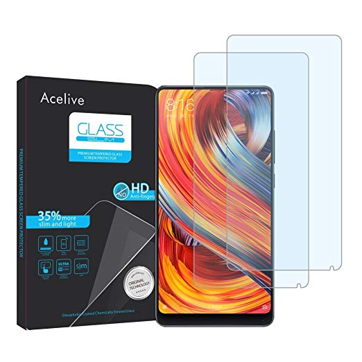 Acelive Xiaomi Mi Mix 2 2S Tempered Glass, 2 Pack Case Friendly HD Clear Tempered Glass Screen Protector for Xiaomi Mi Mix 2 2S