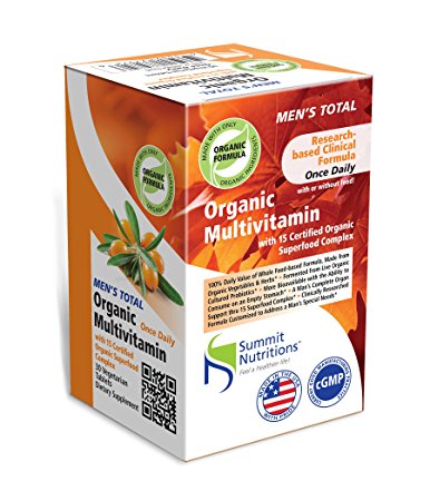 Summit Nutritions Organic Men's Total Whole Food Multivitamins Made In USA