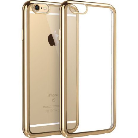 iPhone 6 caseMINIMALISMTM Twinkler Series Scratch Resistant Premium Flexible Soft TPU Bumper Silicone Case with Electroplate Frame Fit for iPhone 6 and iPhone 6s 47 inches -- Champagne Gold