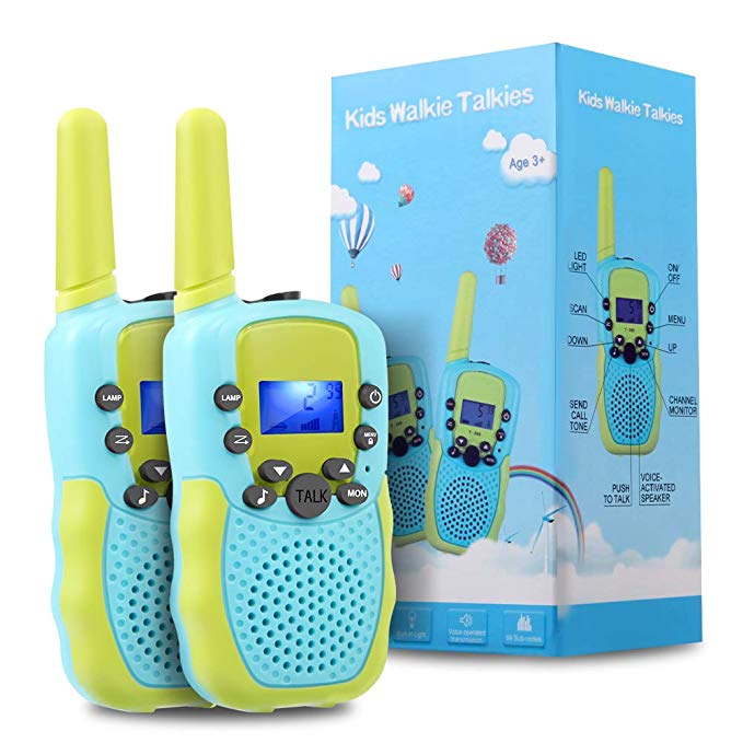 TekHome Walkie Talkie Kids, 2 Pcs Two Way Radio Long Distance, Boys Toys Age 4-5, Baby Boy Girl Gifts for 3-12 Year Olds, PMR 446MHz 22 Channels Walky Talky for Hiking Camping Hunting, Blue&Green.