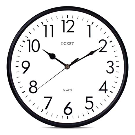 OCEST Large Indoor Outdoor Wall Clock, 12 Inch Battery Operated Quartz Decorative Wall Clock Silent Non-Ticking Round Easy to Read for Indoor Outdoor Home Garden Patio Office