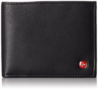 RFID SAFE Alpine Swiss Mens Leather Wallet Hybrid Bifold with Flipout ID