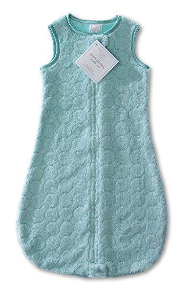 SwaddleDesigns Sleeping Sack with 2-Way Zipper, Cozy Micro Fleece Turquoise Puff Circles, 3-6MO