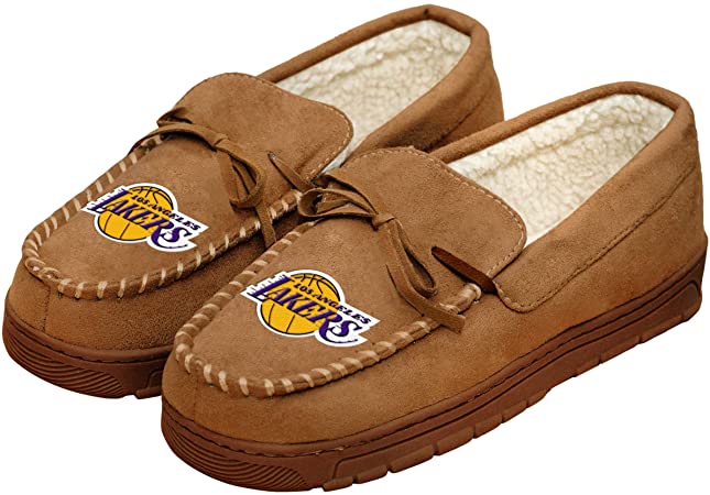 FOCO Mens NBA Team Logo Moccasin Slippers