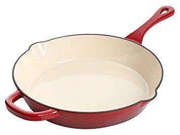 Crock Pot Artisan Enameled Cast Iron 12-Inch Round Skillet, Scarlet Red