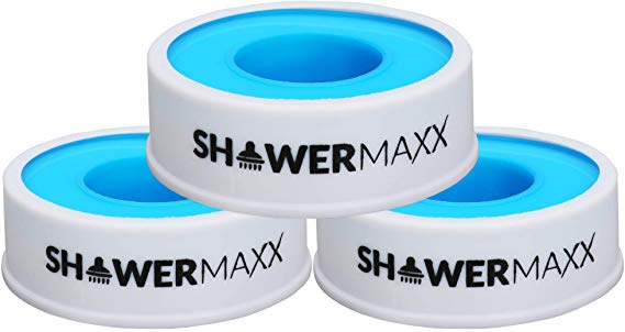ShowerMaxx, 3 Pack Teflon PTFE Thread Seal Tape 0.5" inch x 26.5' ft. (8 Meters), All Purpose Plumbers Tape for Plubming Fixtures, PVC and Metal Pipes, Shower Heads, Hoses, Air and Water Systems.
