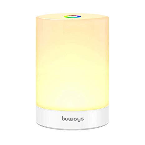 buways Night Light, LED Table Lamp with Touch Control - Warm White Light & Color Changing RGB, Portable Rechargeable Bedside Lamp for Breastfeeding