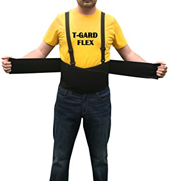 T-GARD FLEX Elastic Back Support Belt With Suspenders, Back Brace, Lower Back Support Belt For Men and Women (Available in Small,Medium,L, 2X, 3X) Extra Wide With Proper Back Support, Black (2X-Large)