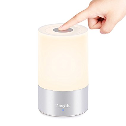 Touch Bedside Lamp, Homecube LED Touch Sensor Table Lamp Dimmable Warm White and RGB Lights Color Changing LED Lamp