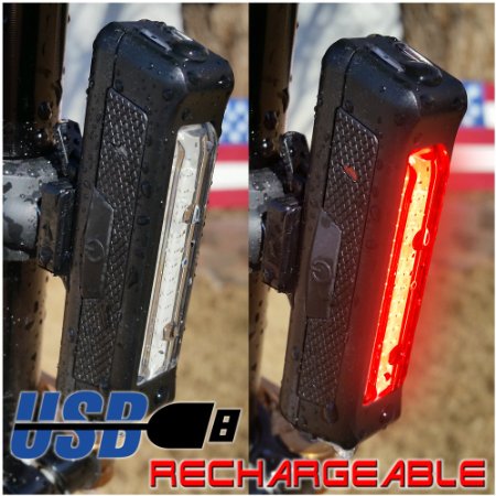 Bright Eyes Light 120 Lumen Waterproof USB Rechargeable Bike Taillight - No Tools Install On Bicycle Or Helmet - LIFETIME WARRANTY