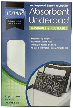 Inspire Waterproof Sheet Protector Absorbent Underpad, 30 Inches X 34 Inches