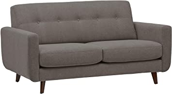 Amazon Brand – Rivet Sloane Mid-Century Modern Loveseat with Tufted Back, 64.2"W, Storm