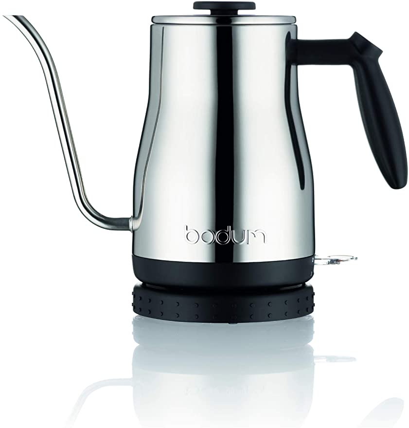 Bodum Bistro Gooseneck Electric Water Kettle, 34 Ounce, Chrome, Stainless Steel