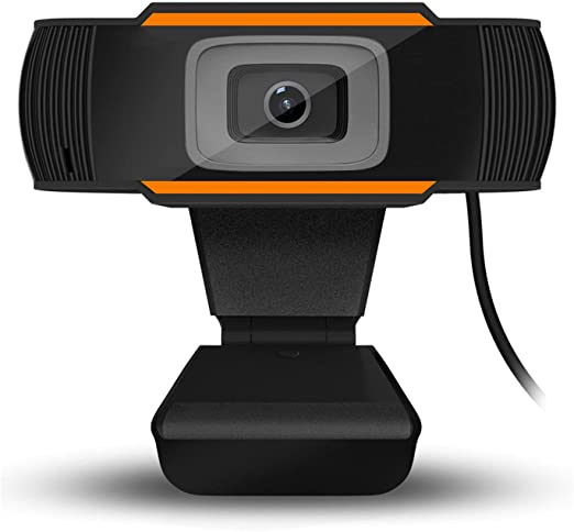 Webcam with Microphone for Desktop, 1080P Gaming Webcam Computer Camera, Fast Auto Focus PC Webcam with Noise Reduction Microphone, USB PC Webcam for Video Calling Recording Conferencing (Orange)