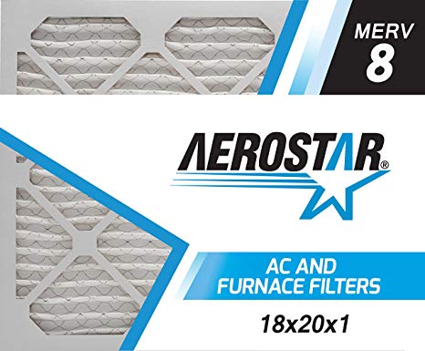 18x20x1 AC and Furnace Air Filter by Aerostar - MERV 8, Box of 12