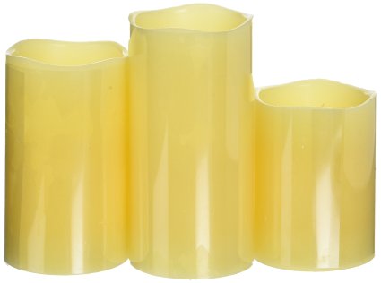 Glow Candles – Flameless Color-Changing Candles, 3 Battery-operated LED Pillar Candles with Remote (Real Wax)