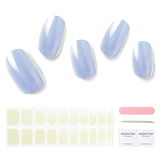 Semi Cured Gel Nail Strips, 20 pcs Gel Nail Stikers, Gel Nail Wraps Semi Cured, Salon-Quality, 2 Weeks Long Lasting