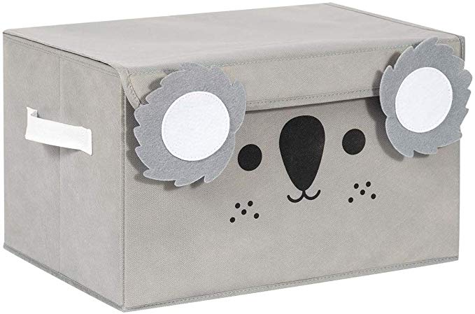 Katabird Storage Bin for Toy Storage, Collapsible Chest Box Toys Organizer with Lid for Kids Playroom, Baby Clothing, Children Books, Stuffed Animal, Gift Baskets, Gray Koala