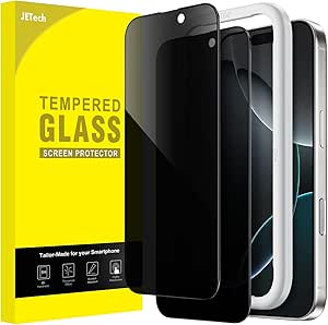 JETech Privacy Full Coverage Screen Protector for iPhone 16 Pro 6.3-Inch, Black Edge Anti-Spy Tempered Glass Film with Easy Installation Tool, Case-Friendly, 2-Pack