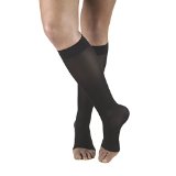 Truform 1772 Compression 15-20 mmHg Sheer Knee High Open Toe Stockings Black Medium 015 Count