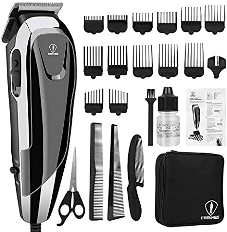 Corded Hair Clippers Professional Hair Cutting Kit 24 Pieces Accessories Hair Trimmer with 14 Guide Combs,3 Hair combs,1 Scissor,1 Storage case,1 Barber Cape
