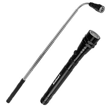 Magnetic Pocket LED Work Light with Flexible, Extendable Telescoping Flashlight, and Dual Magnet Bases- Lasts Up to 100,000 Hours by Stalwart (Black)