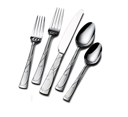 Gourmet Basics by Mikasa Blossom 20-Piece Stainless Steel Flaware Set, Service for 4