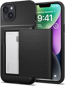 Spigen Card Slot Case for iPhone 14 Case: Slim Armor CS with Card Holder, [Mil-Grade Certified] Slim and Lightweight for iPhone 14 case - Black