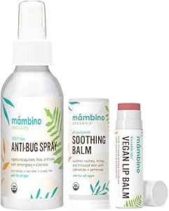 Mambino Organics Outdoor Set - Anti-Bug Mosquito Repellent Spray, Soothing Stick – All Natural, DEET-Free, Citronella Insect Repellant – 4 Fluid Ounces