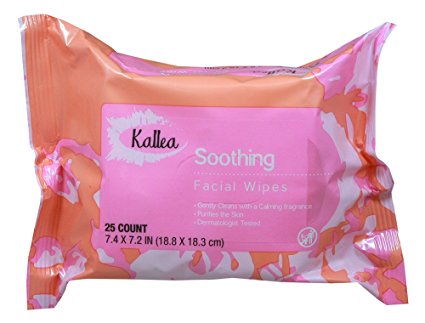 Kallea Soothing Makeup Remover Towelettes & Facial (Face) Wipes, 25 Count (Pack of 6)