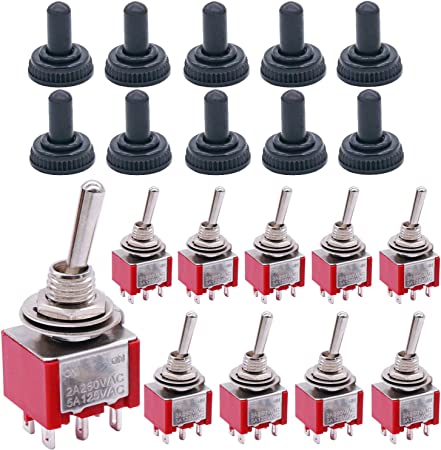 Twidec/10Pcs Mini Toggle Switch DPDT 2 Position 6 Pins ON-ON AC 125V 5A Car Boat Switches MTS-202MZ