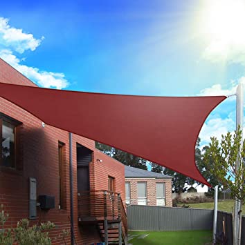 FLY HAWK Sun Shade Sail,Rectangle Patio Sunshade Cover Canopy - Durable Fabric Cloth for Outdoor Garden Yard Pond Pergola Sandbox Deck Courtyard (16' x 20' Rectangle, Red)
